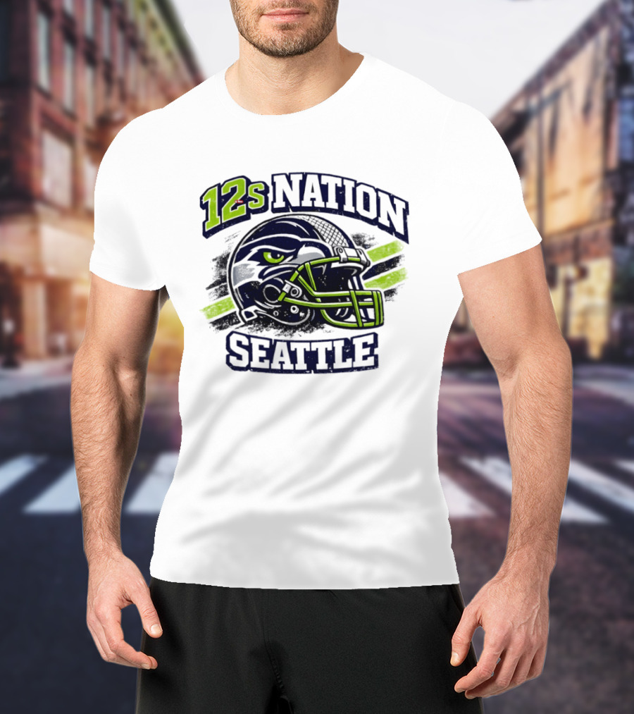 12s Nation Seattle Football Helmet Seahawks T-Shirt