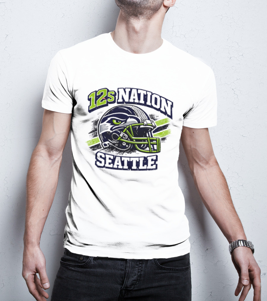 12s Nation Seattle Football Helmet Seahawks T-Shirt