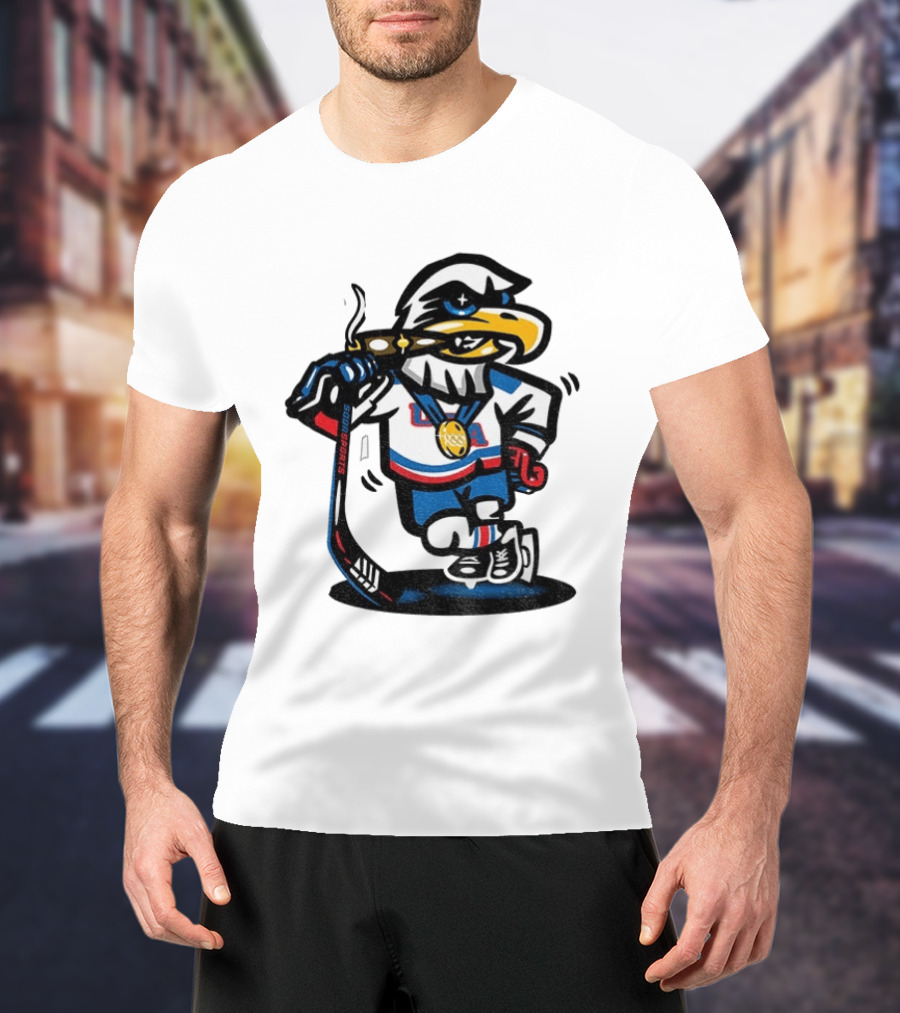 Eagle Die Cut USA Olympic Gold Medal Hockey 2026 Icon Sports T-Shirt