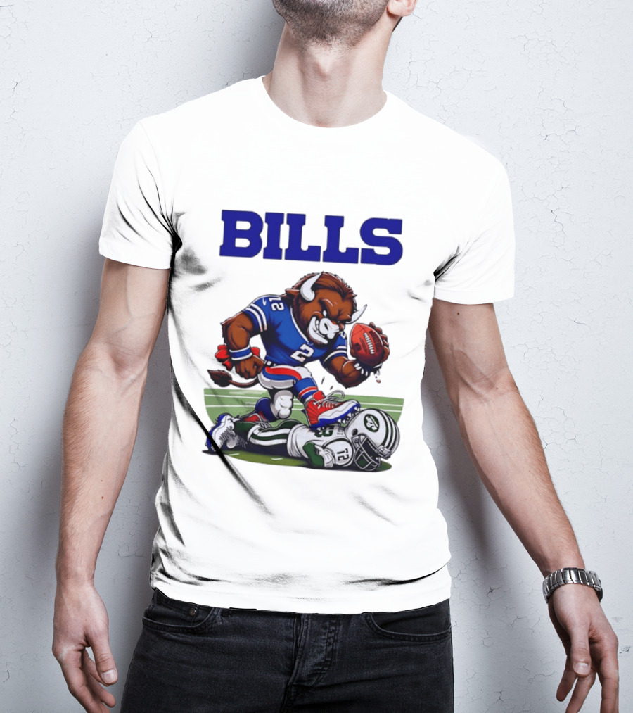 Buffalo Bills Dominating New York Jets Rivalry NFL Mascot Showdown T-Shirt