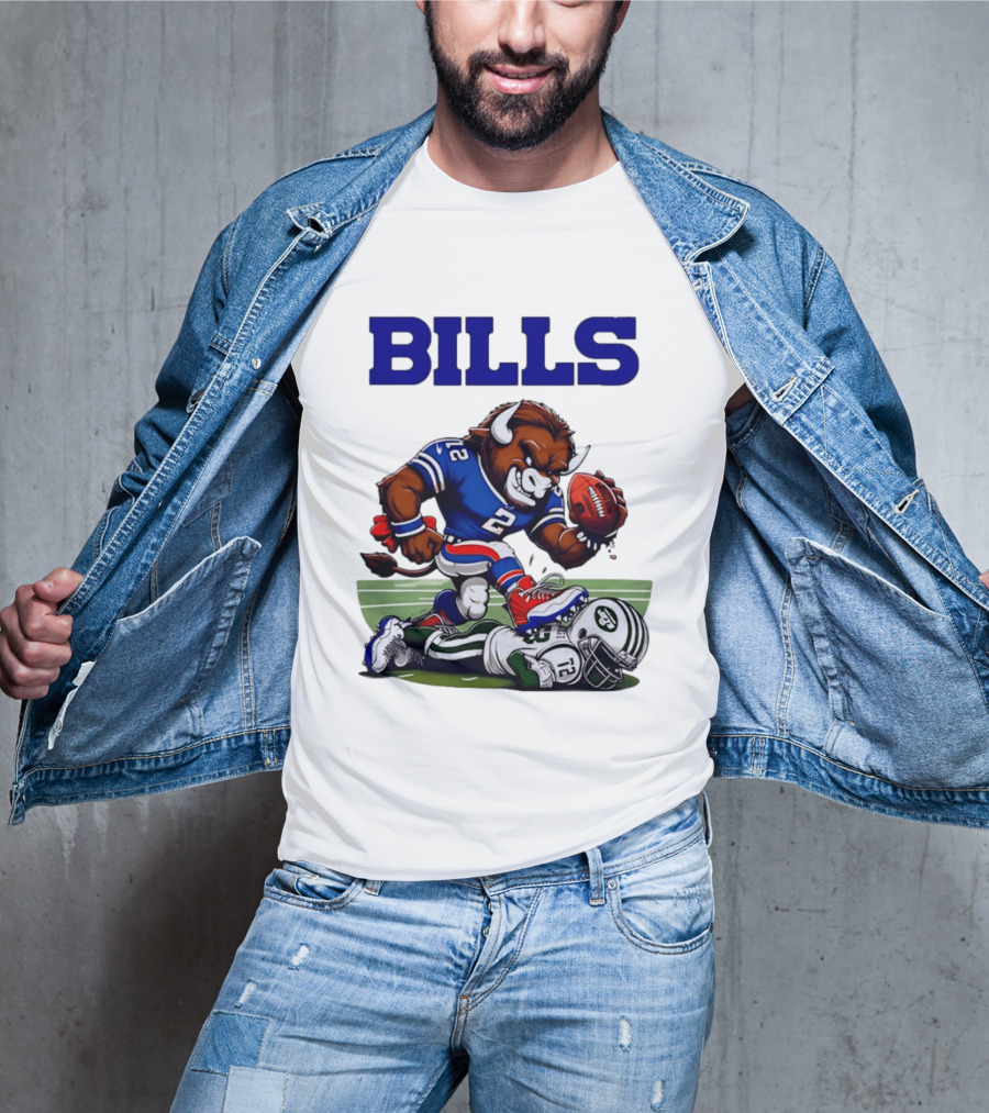 Buffalo Bills Dominating New York Jets Rivalry NFL Mascot Showdown T-Shirt