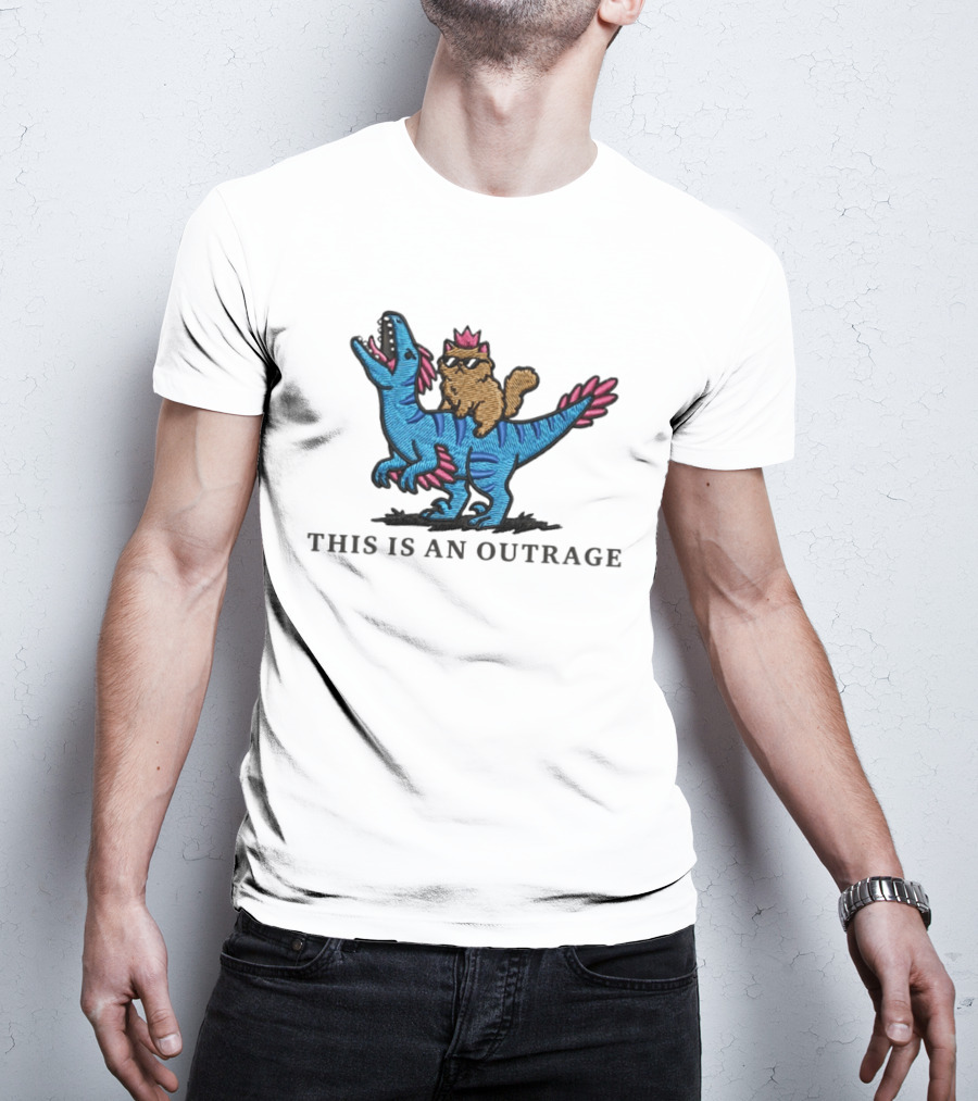 Cat Lover Embroidered Princess Donut And Mongo Dinosaur Outrage T-Shirt