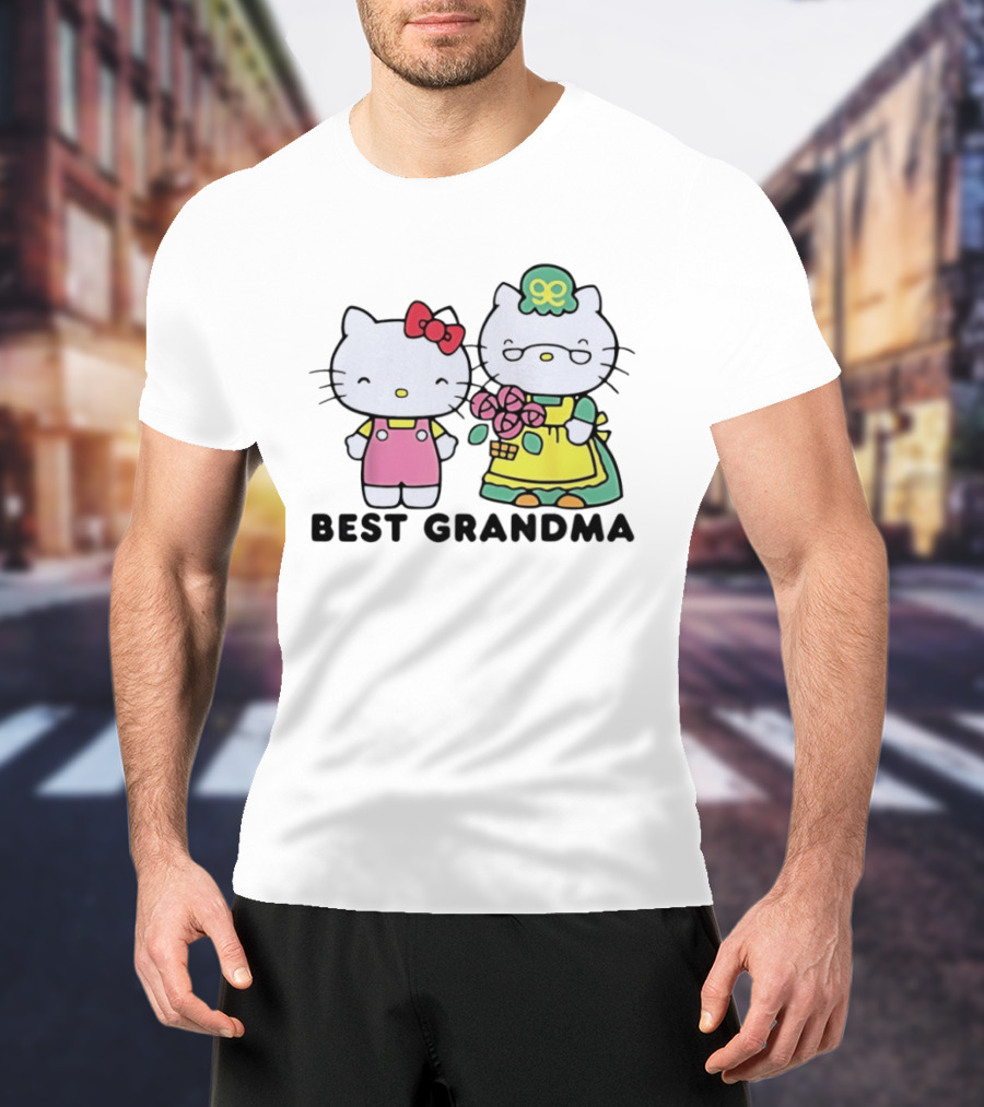 Hello Kitty Best Grandma With Flowers T-Shirt