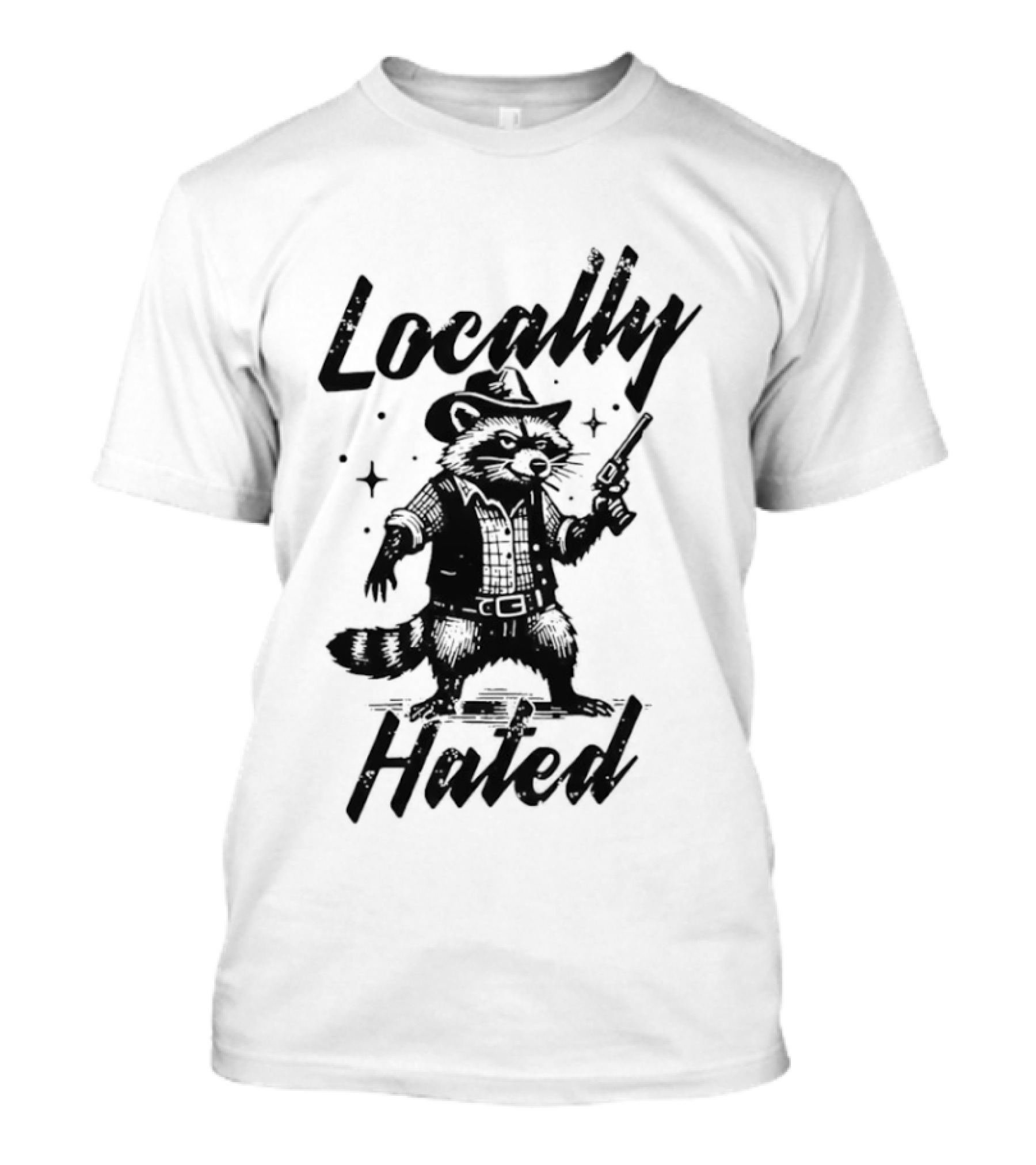Locally Hated Cowboy Raccoon With Gun And Star T-Shirt