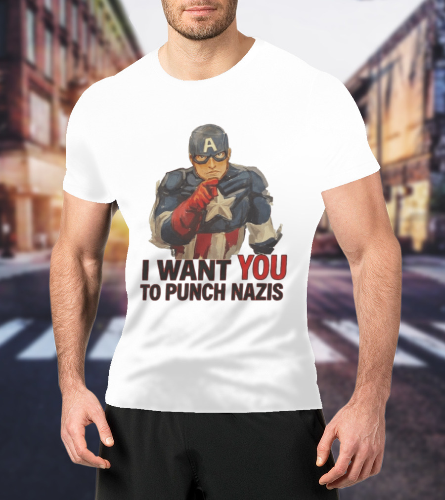 I Want You To Punch Nazis Captain America T-Shirt