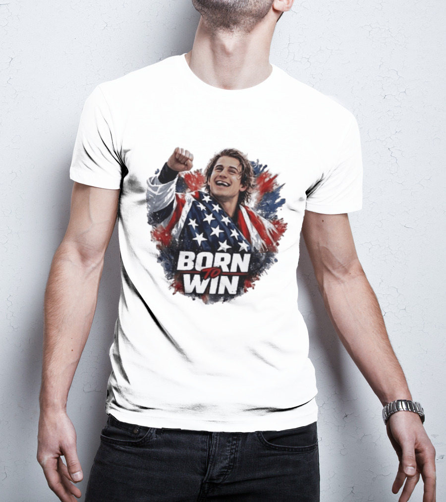 Born To Win Jack Hughes Team USA Hockey Victory T-Shirt