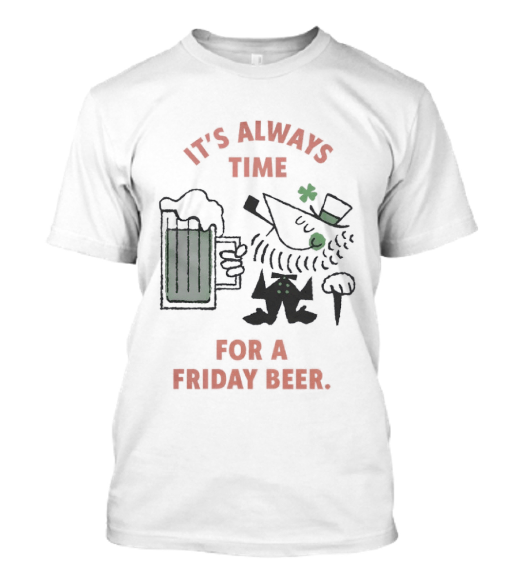 It's Always Time For A Friday Beer Leprechaun Cartoon T-Shirt