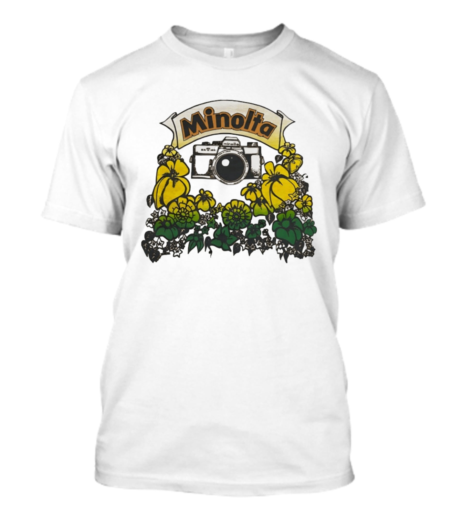 Minolta SRT 70s Vintage Floral Camera Promo T-Shirt