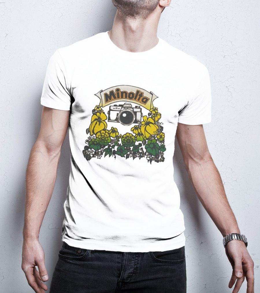 Minolta SRT 70s Vintage Floral Camera Promo T-Shirt