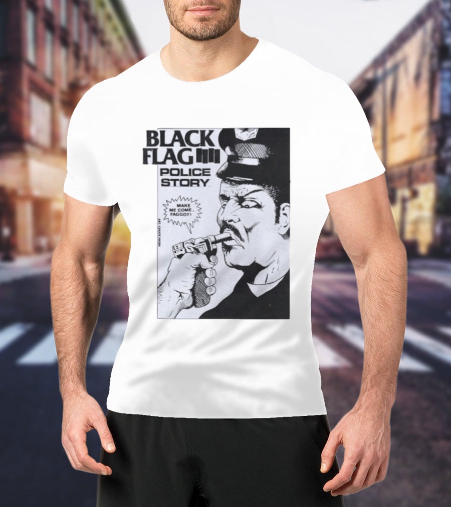 Black Flag Police Story Make Me Come OKC's Finest Raymond Pettibon Two Eagles Keepsake T-Shirt