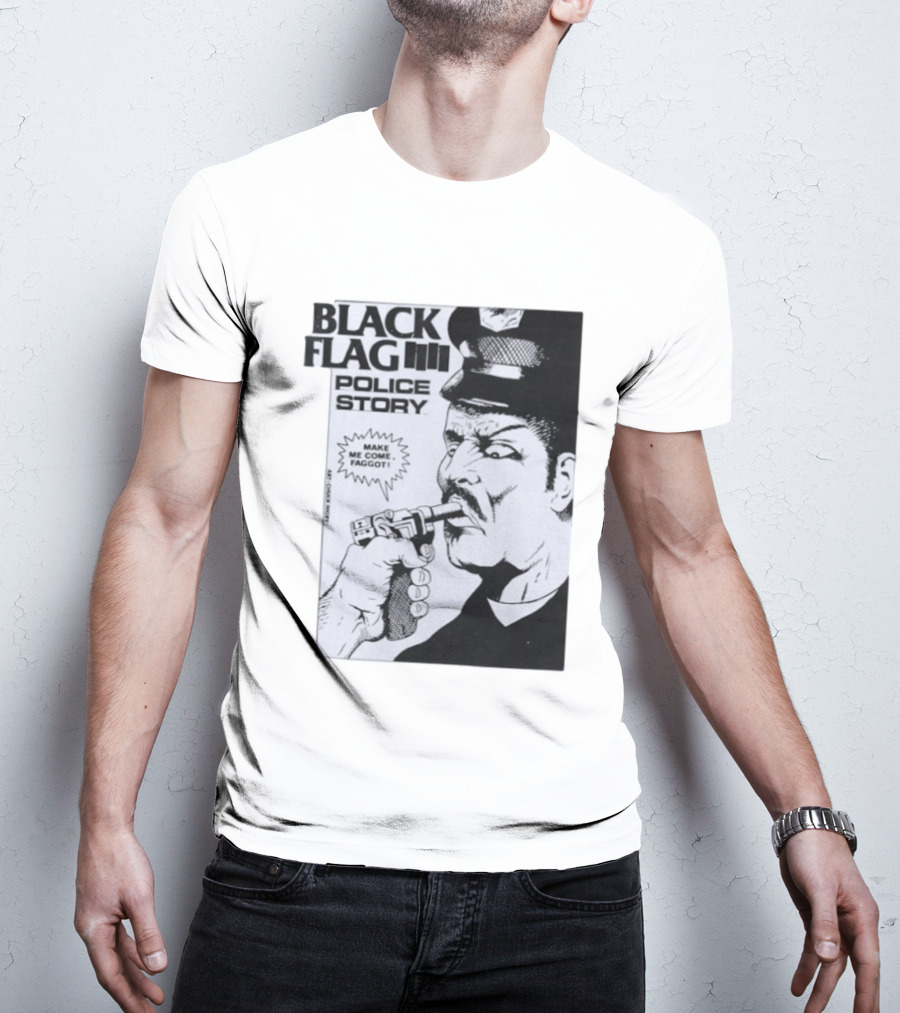 Black Flag Police Story Make Me Come OKC's Finest Raymond Pettibon Two Eagles Keepsake T-Shirt
