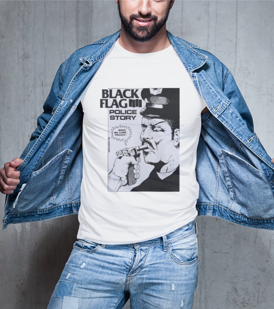 Black Flag Police Story Make Me Come OKC's Finest Raymond Pettibon Two Eagles Keepsake T-Shirt