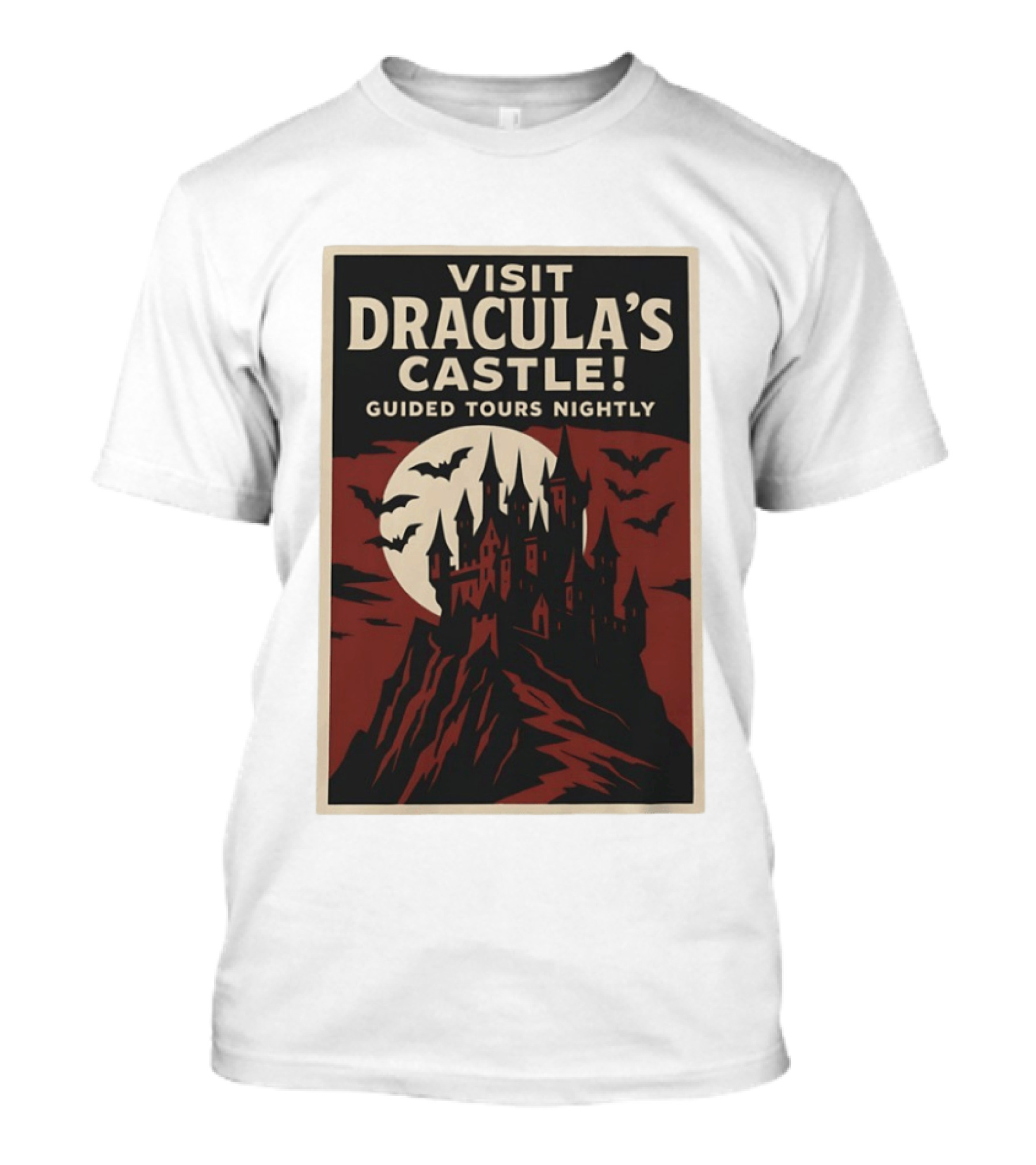 Visit Dracula's Castle Guided Tours Nightly Bats Moon Gothic Twilight T-Shirt