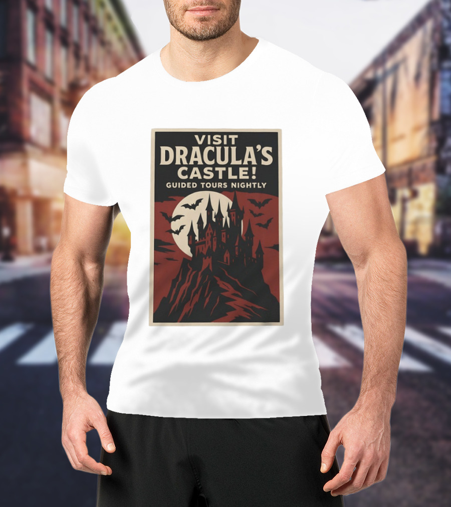 Visit Dracula's Castle Guided Tours Nightly Bats Moon Gothic Twilight T-Shirt