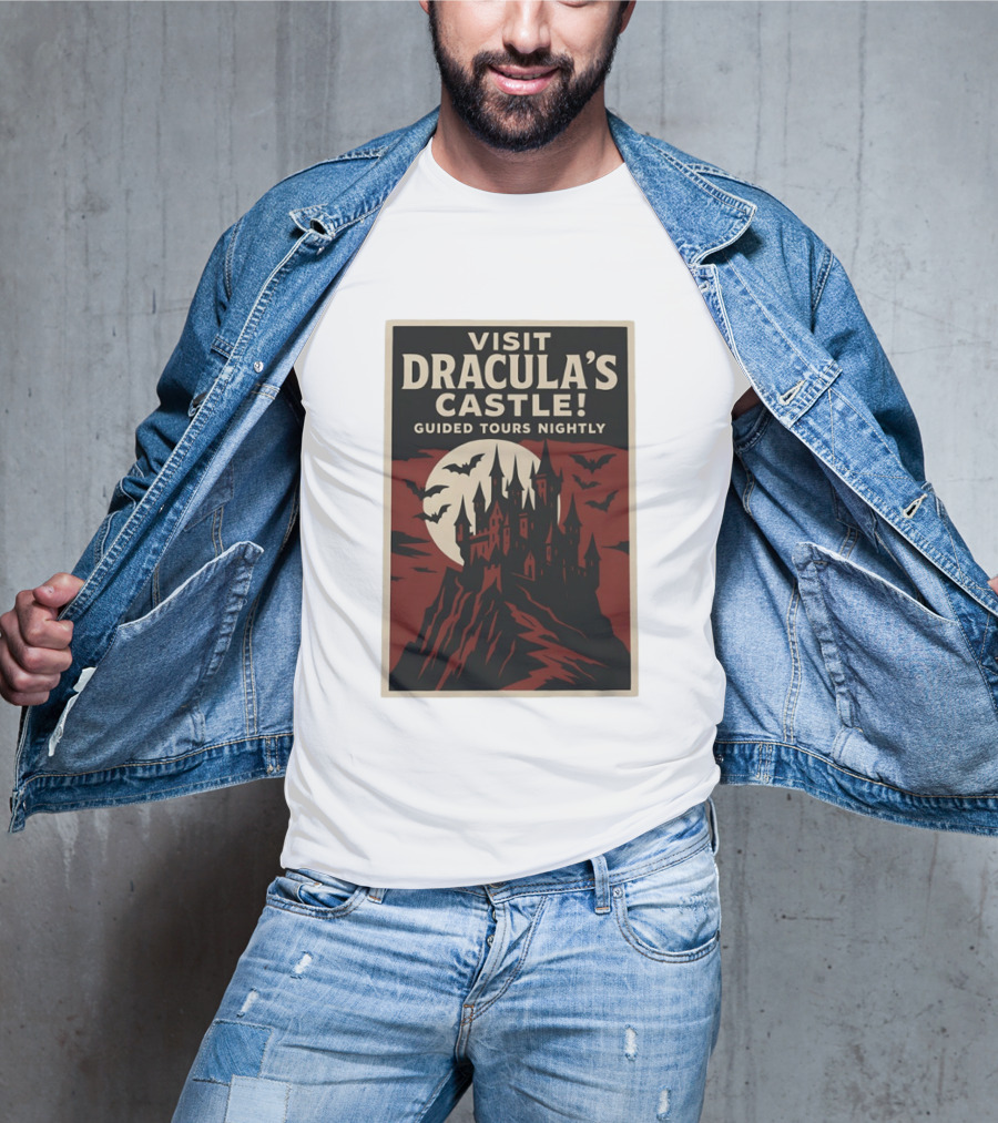 Visit Dracula's Castle Guided Tours Nightly Bats Moon Gothic Twilight T-Shirt