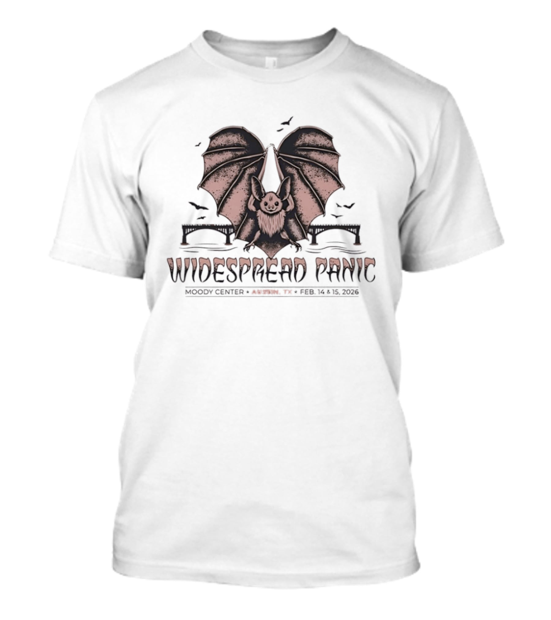 Widespread Panic Austin Texas 2026 Bat Wings And Bridges T-Shirt