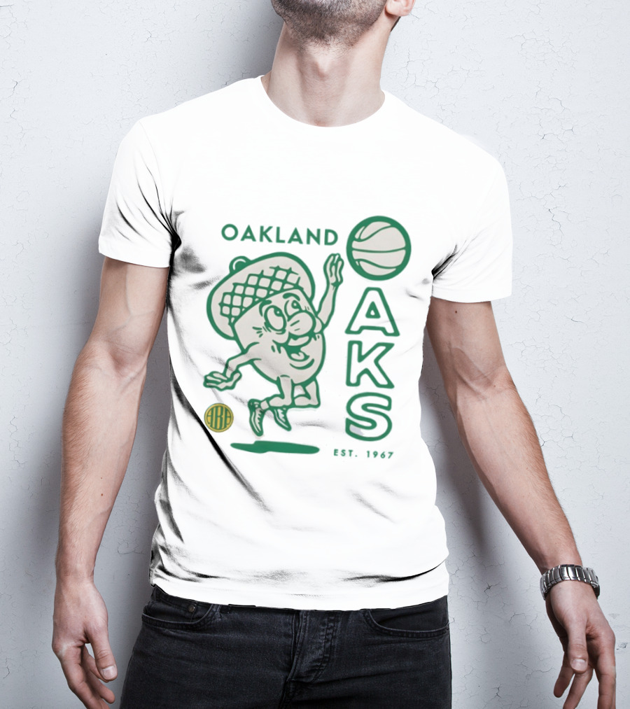 Oakland Oaks ABA 1967 Basketball Cartoon Acorn T-Shirt