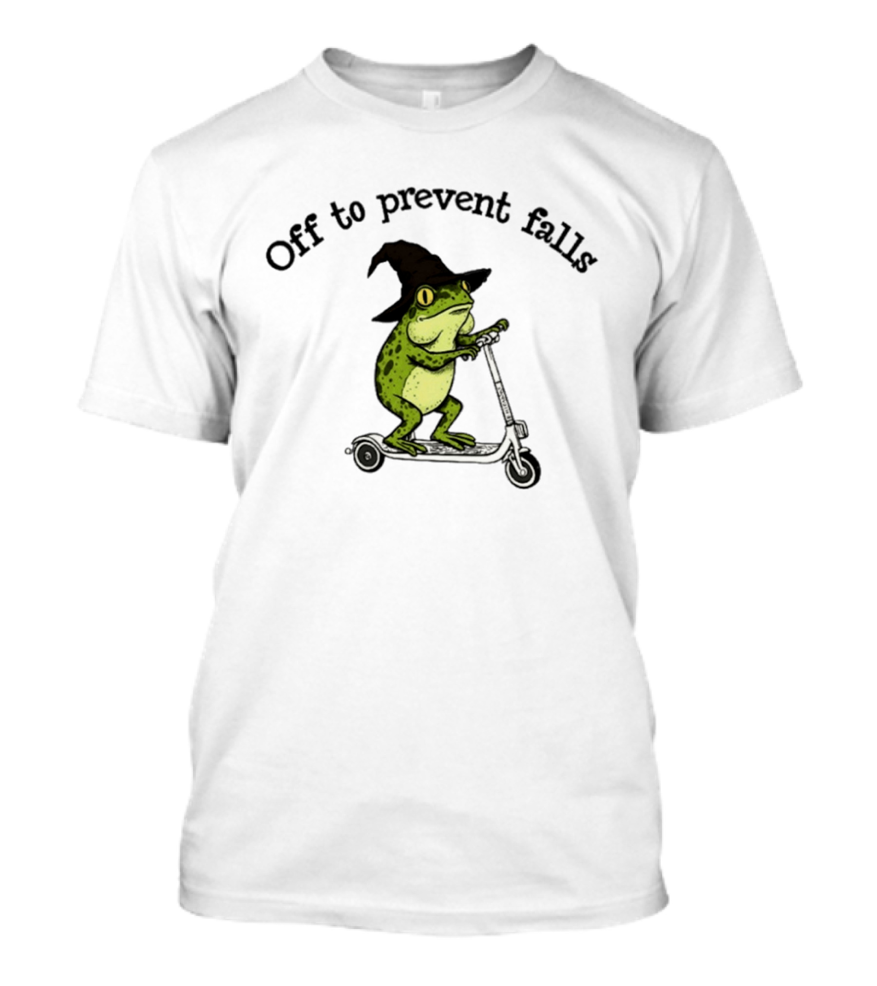 Off To Prevent Falls Frog Scooter Witch Hat Fun Physical Therapy T-Shirt