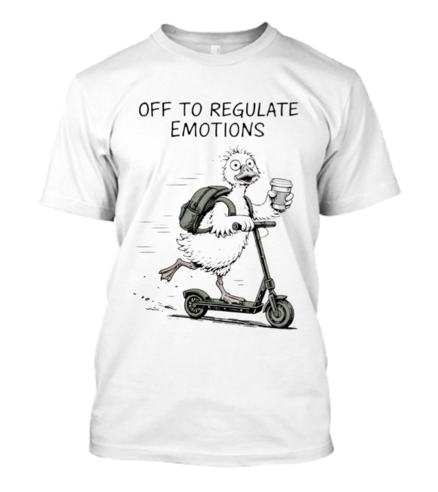 Off To Regulate Emotions Scooter Duck With Coffee T-Shirt