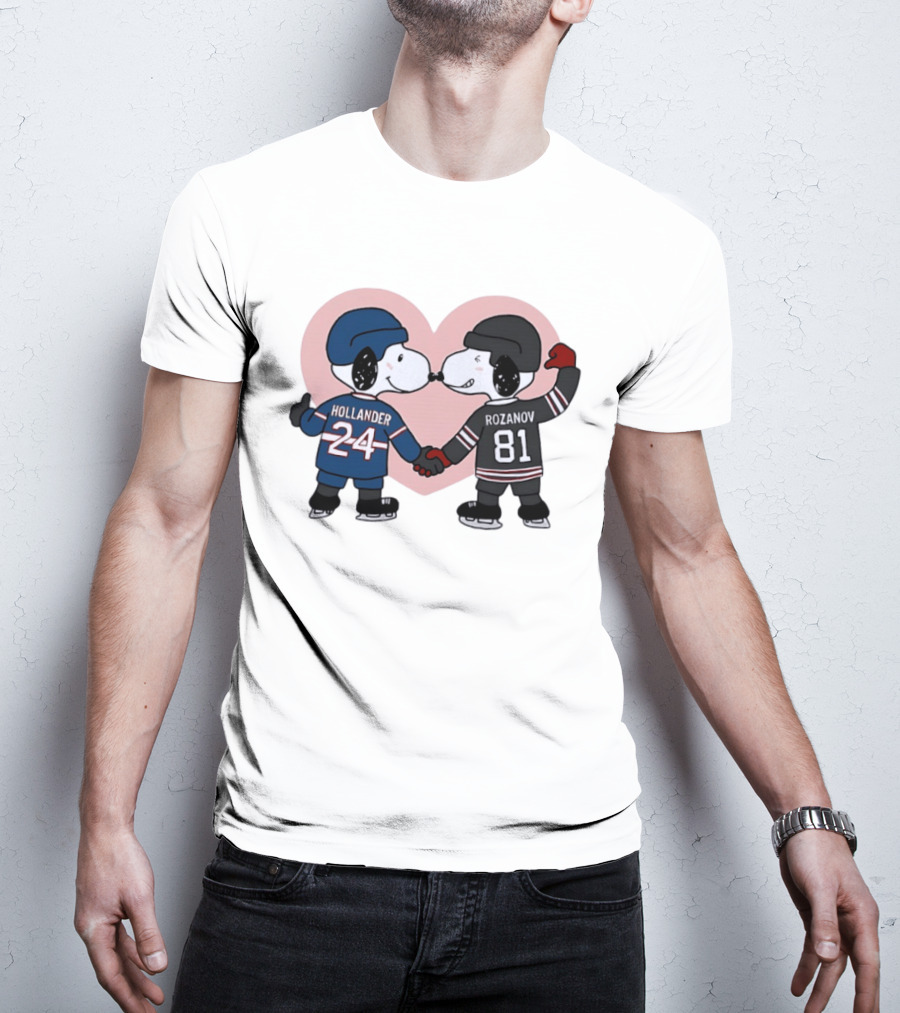 Snoopy Hockey Romance With Ilya Rozanov And Shane Hollander T-Shirt