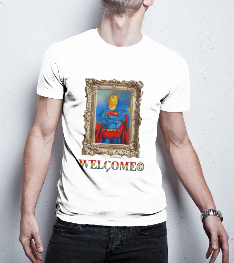 Superpunk Welcome Superman Iconic Gold Frame T-Shirt