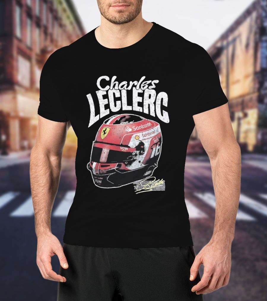 Charles Leclerc Ferrari Helmet VGW Santander 16 F1 Racing T-Shirt