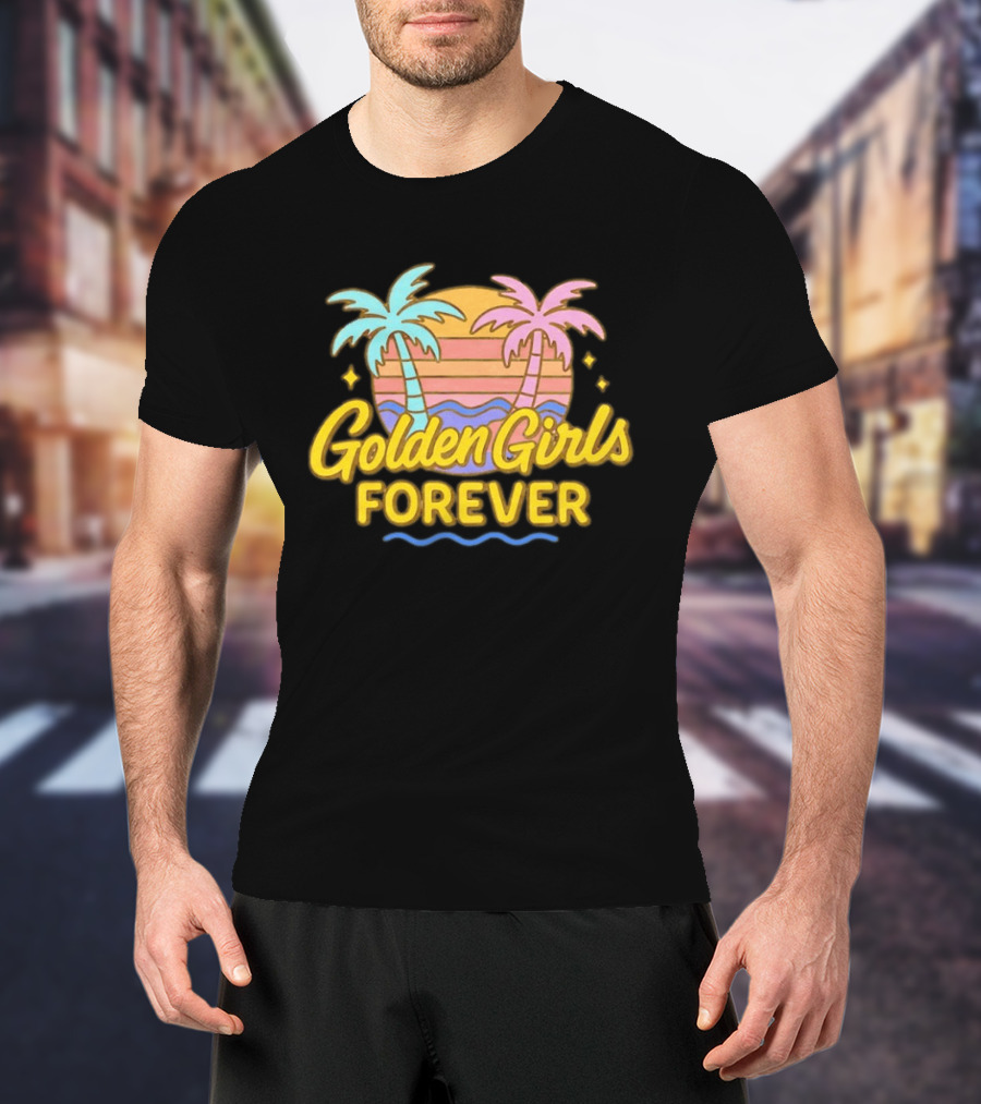 Golden Girls Forever Sunset Palm Trees Retro Aesthetic T-Shirt