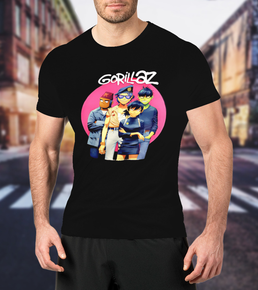 Gorillaz Cartoon Band Characters Group T-Shirt