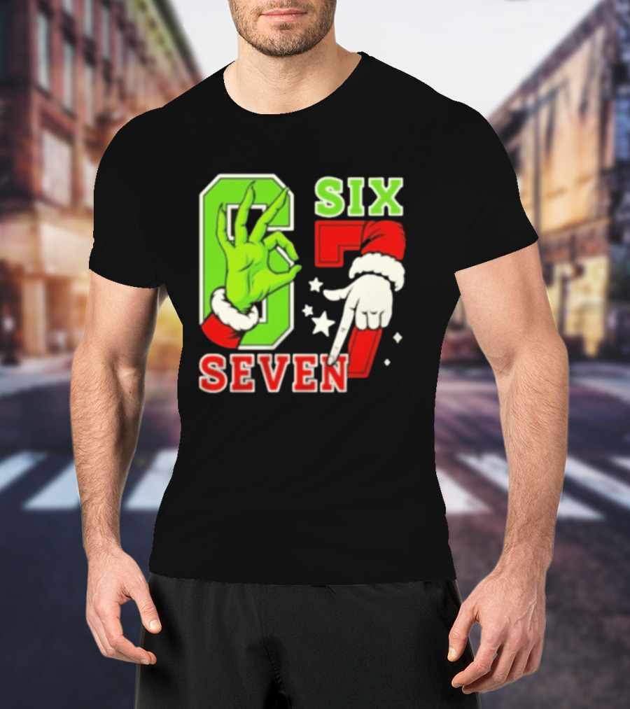 Grinch Santa 67 Six Seven Christmas TikTok Trending T-Shirt