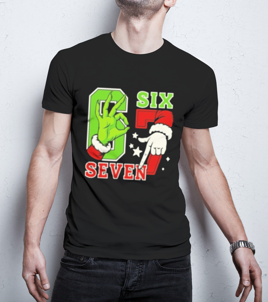 Grinch Santa 67 Six Seven Christmas TikTok Trending T-Shirt