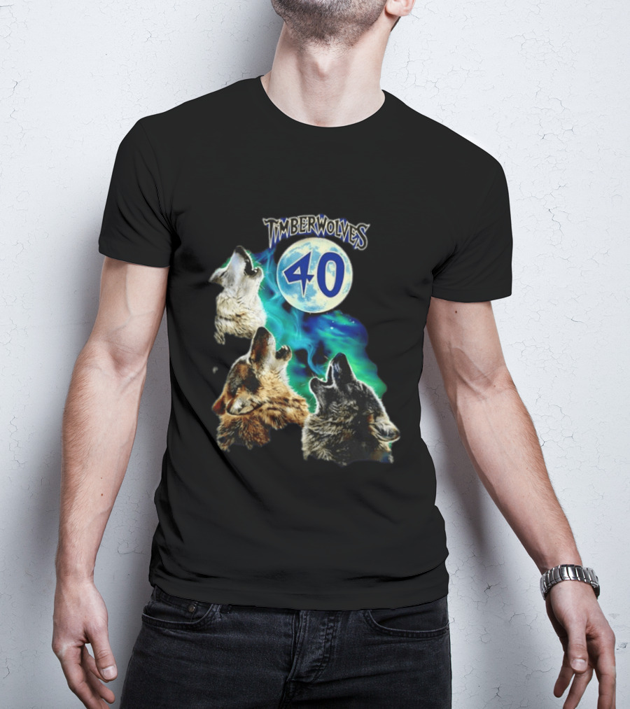 Minnesota Timberwolves 40 Wolves Howling At Blue Moon T-Shirt
