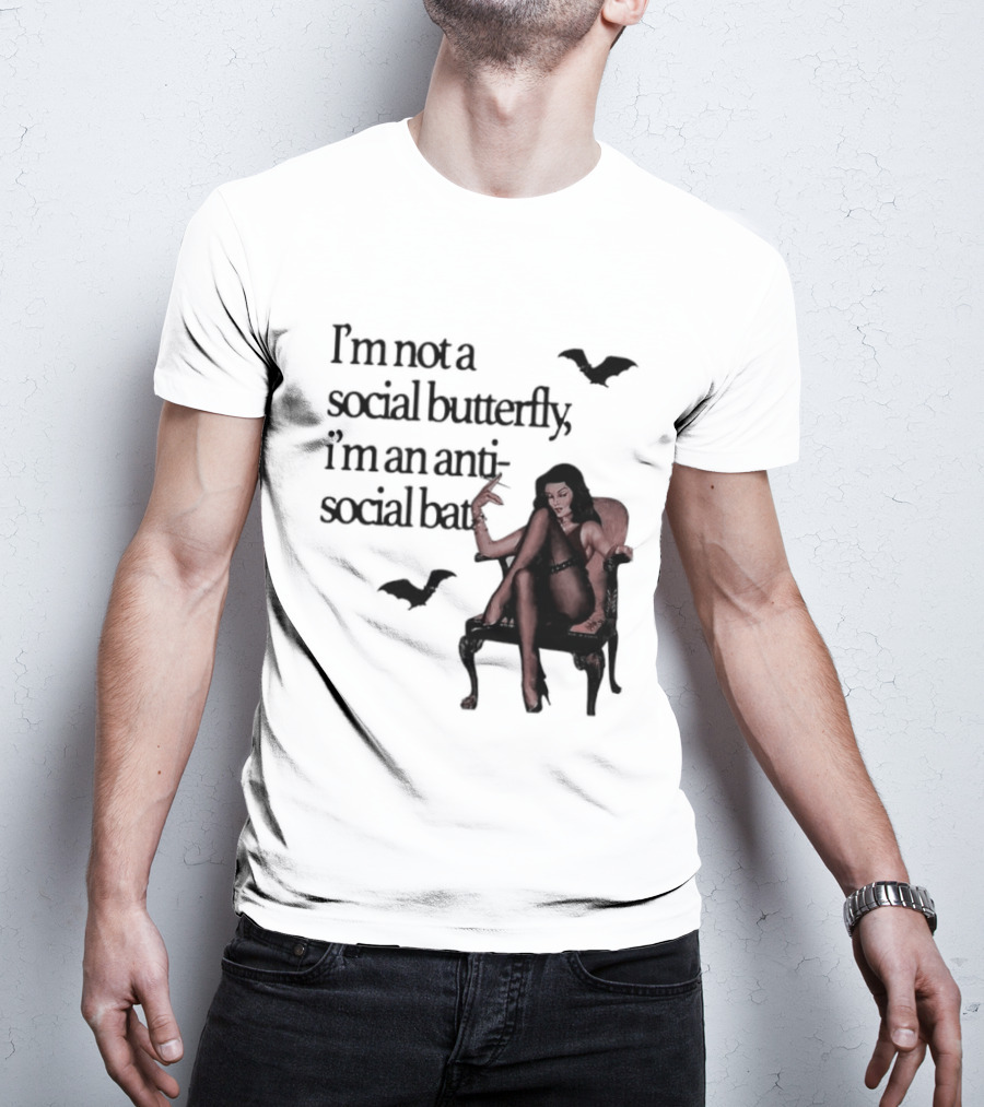 I'm Not A Social Butterfly I'm An Antisocial Bat With Bat And Woman T-Shirt