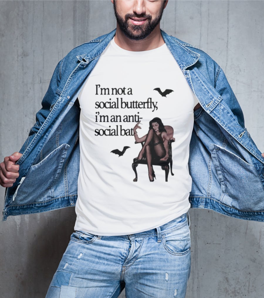 I'm Not A Social Butterfly I'm An Antisocial Bat With Bat And Woman T-Shirt