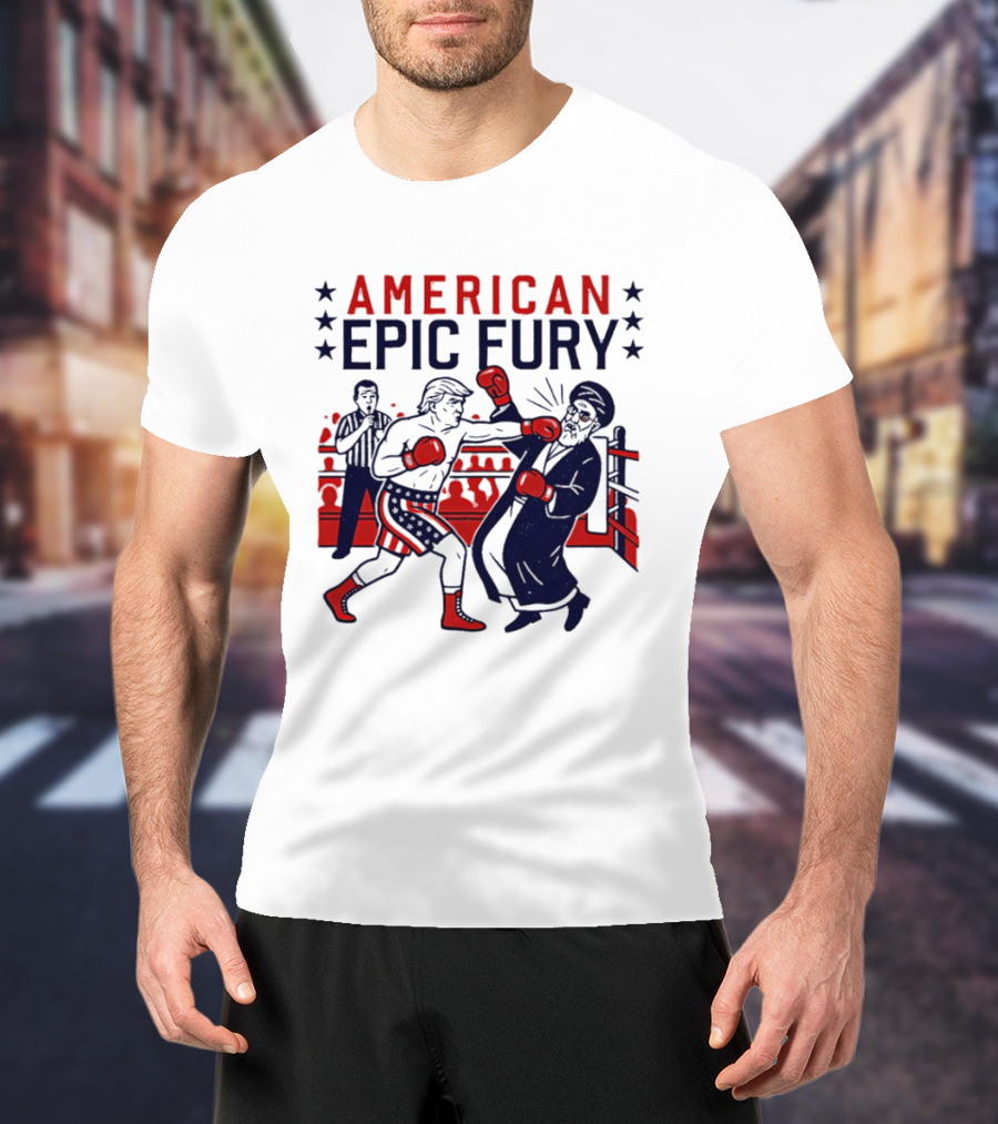 American Epic Fury Khamenei Vs Trump Boxing Showdown T-Shirt
