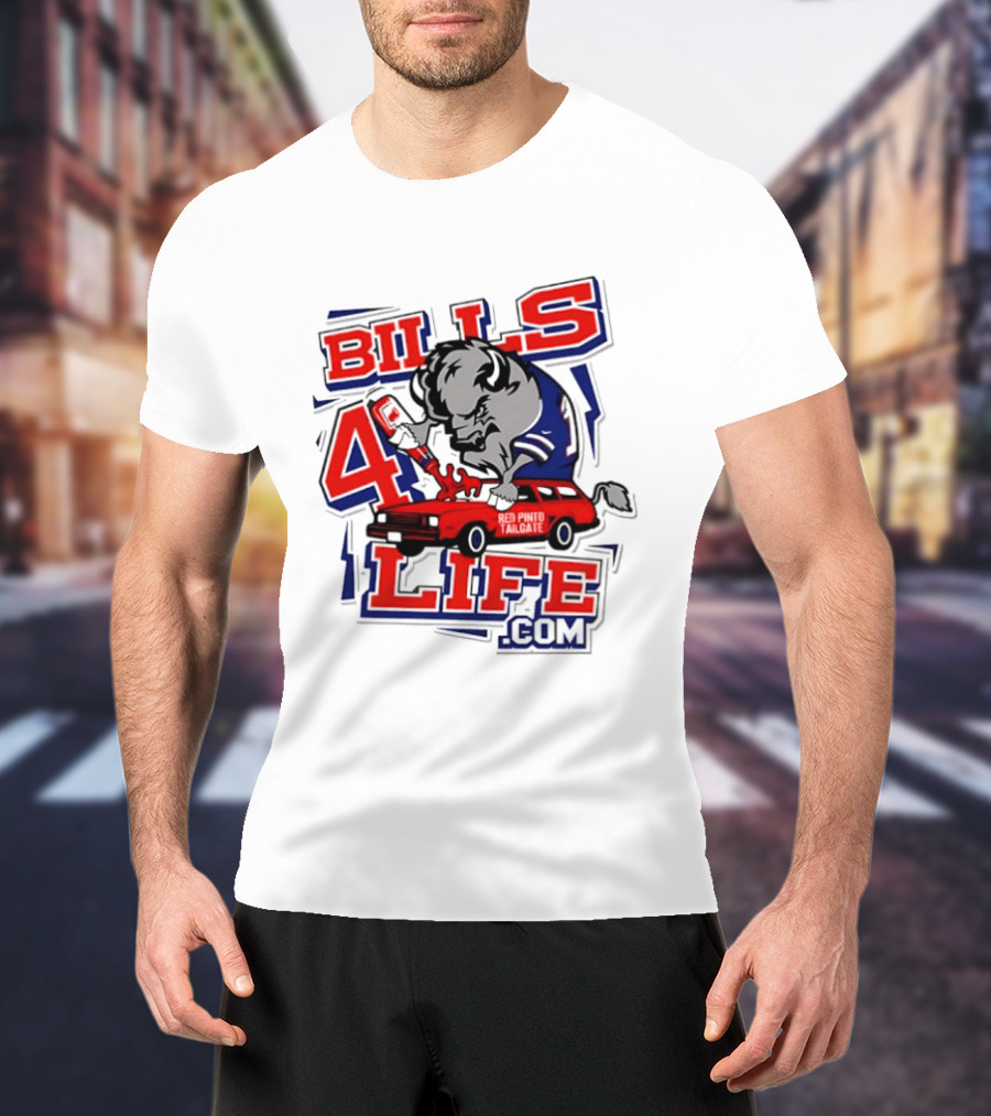 BILLS 4 LIFE COM Buffalo And Jumping Car T-Shirt