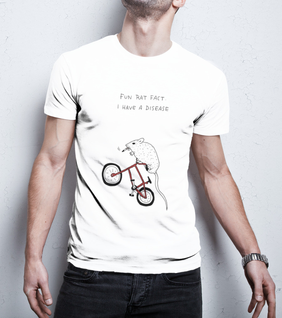 Fun Rat Fact I Have A Disease Rat On Bicycle T-Shirt
