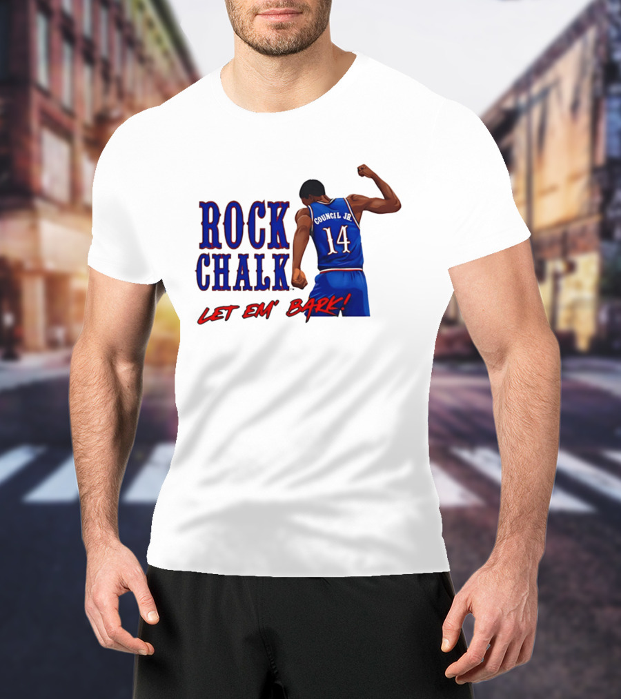 Rock Chalk Melvin Council Jr 14 Let Em' Bark T-Shirt