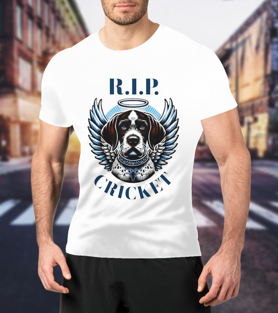 RIP Cricket Halo Angel Wings Dog Memorial T-Shirt