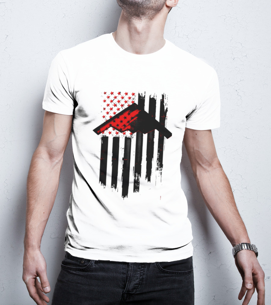Sprit Carbon Onyx USA Flag Black Red Stars And Stripes T-Shirt