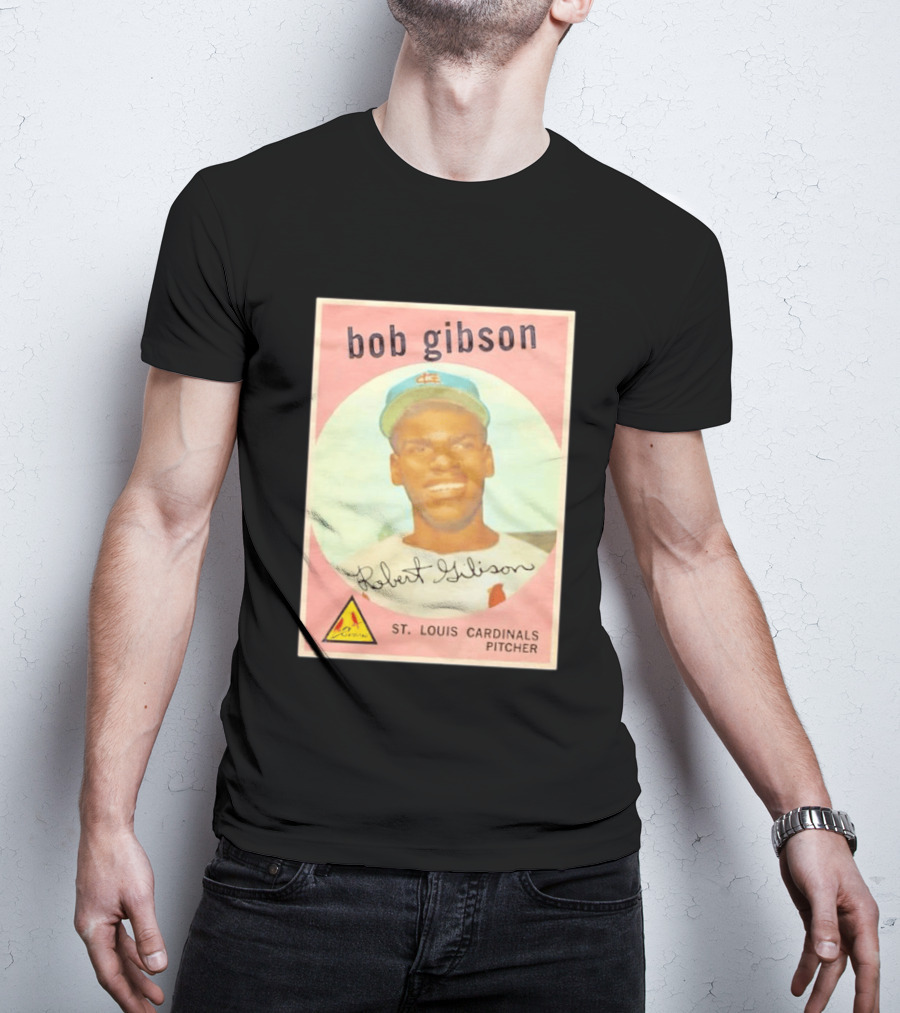 Bob Gibson 1959 St. Louis Cardinals Pitcher Vintage Topps Baseball Card T-Shirt