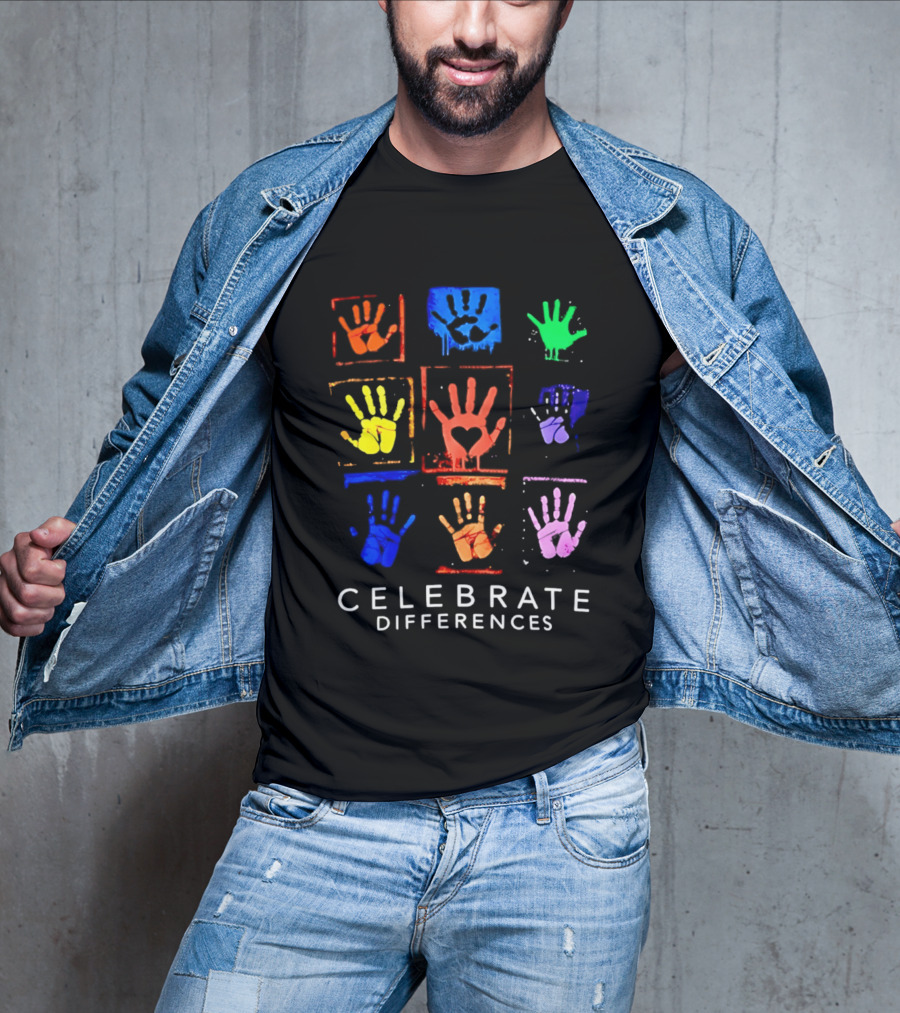 Celebrate Differences 2026 Multicolored Handprints Heart Inclusion Awareness T-Shirt