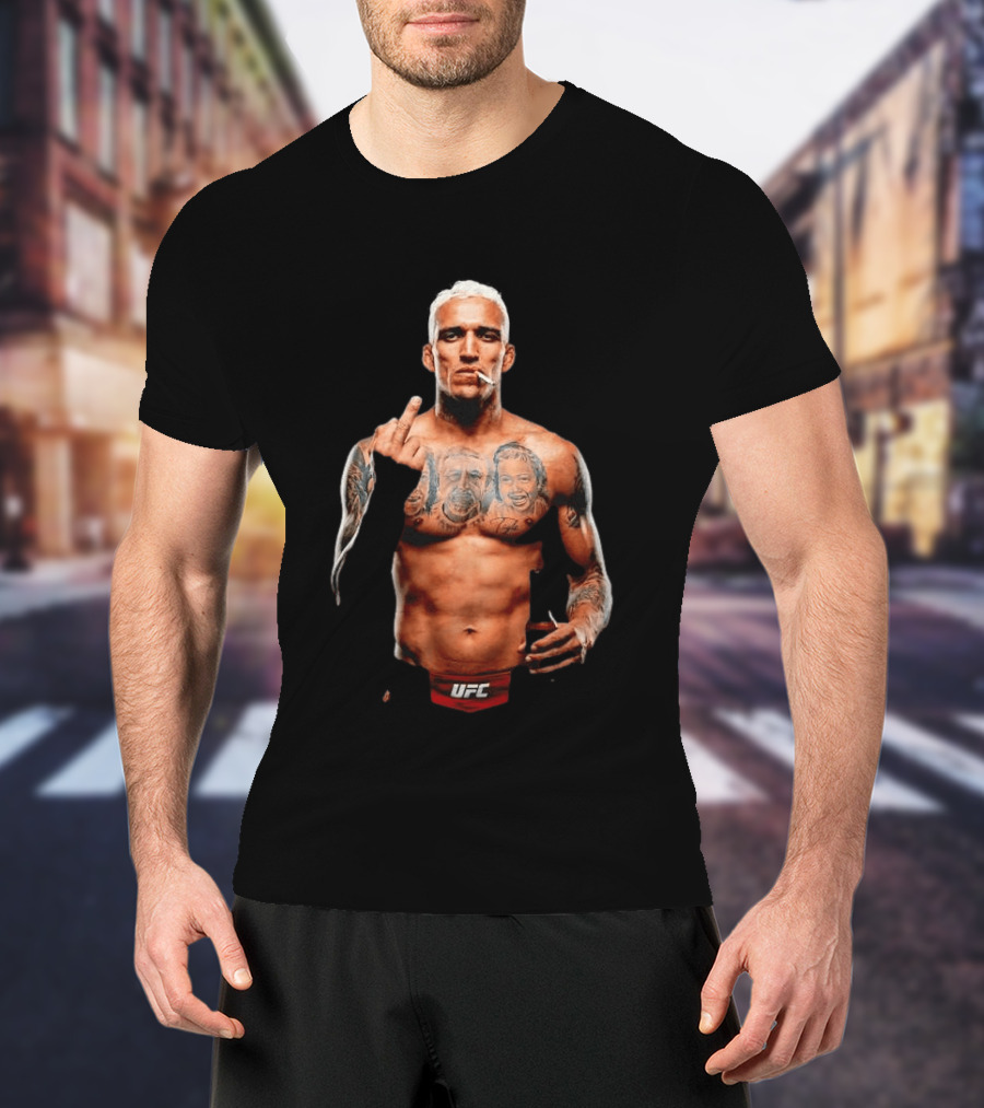 Charles Oliveira UFC Middle Finger Tattoo Smoking 2026 T-Shirt