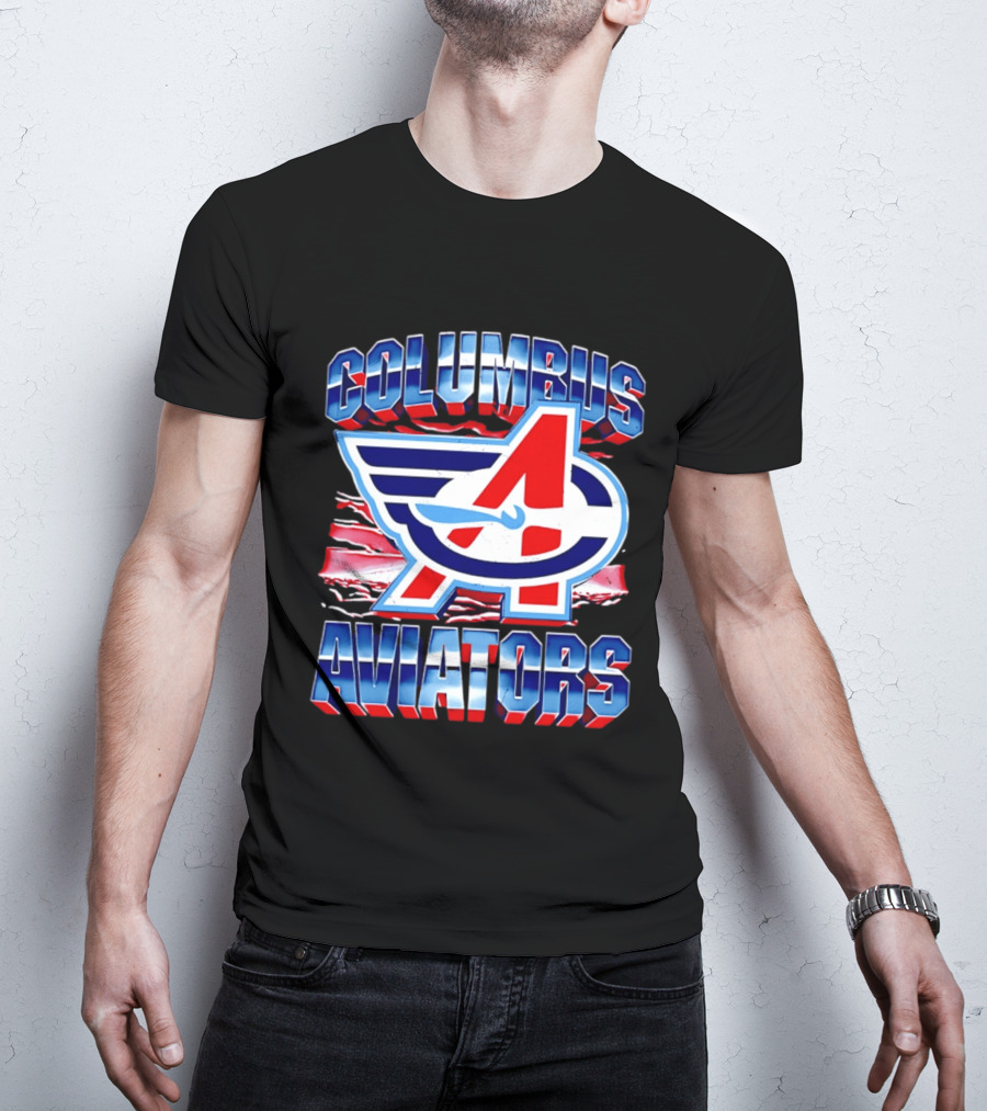 Columbus Aviators A Winged Logo American Flag T-Shirt