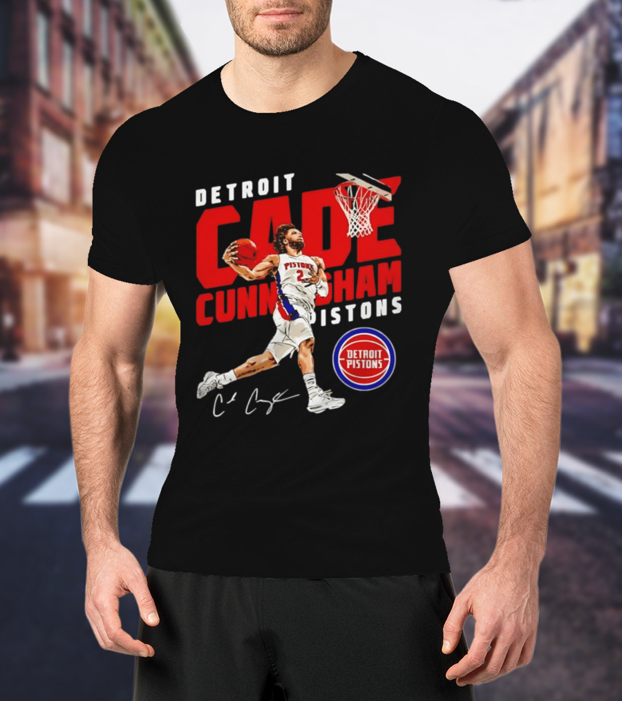 Detroit Pistons Cade Cunningham Windmill Dunk T-Shirt