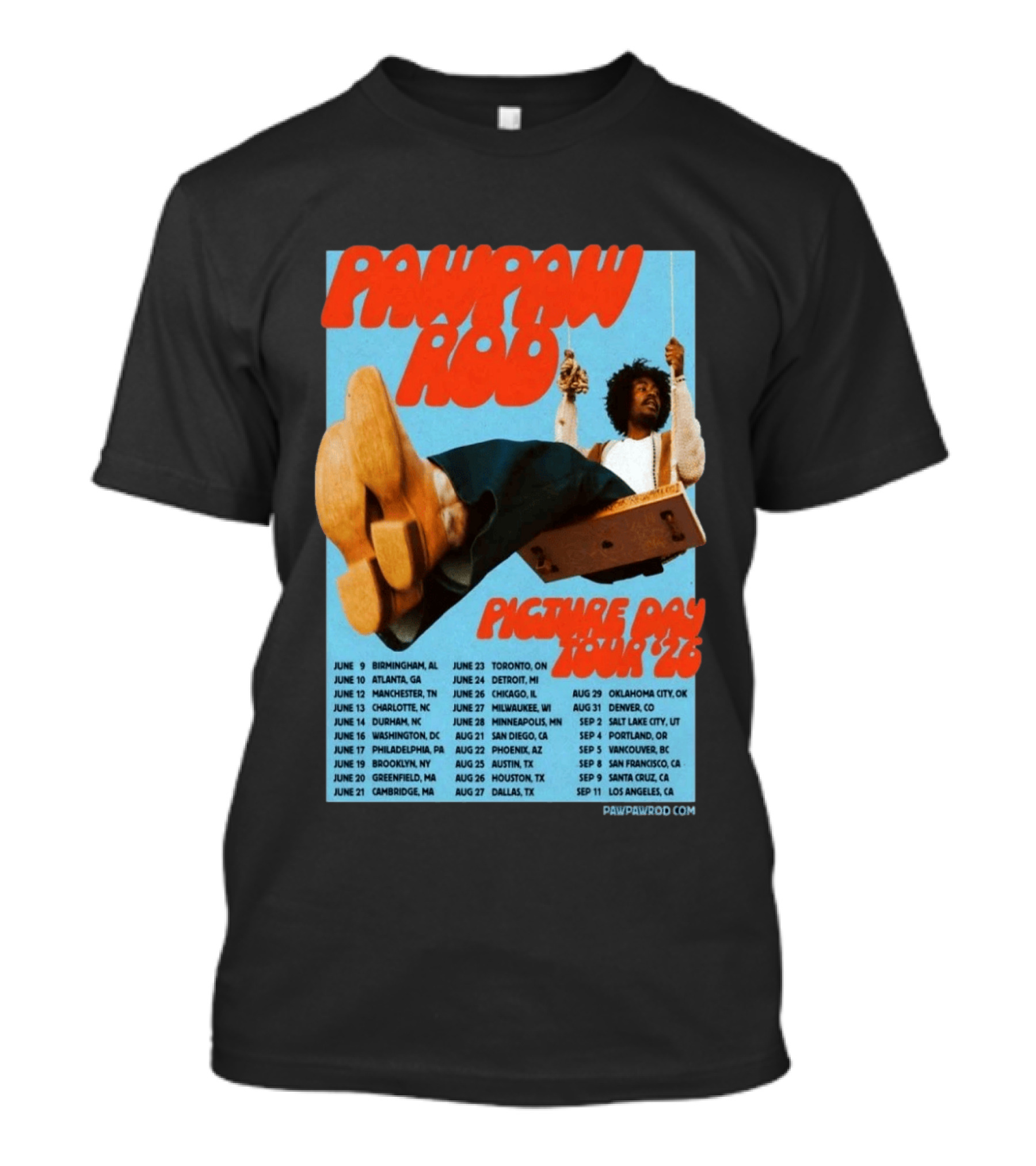 PawPaw Rod Picture Day Tour 2026 Concert Dates And Locations T-Shirt