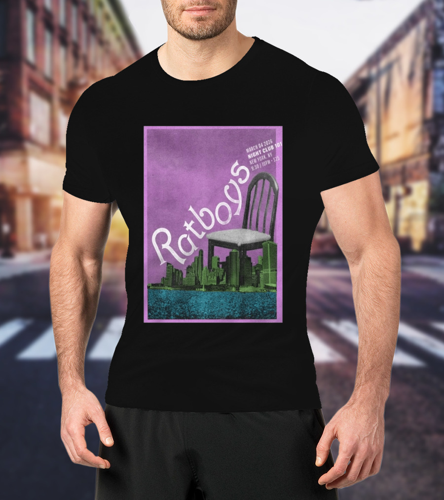 Ratboys March 4 2026 Night Club 101 New York NY Concert Event Chair Cityscape T-Shirt