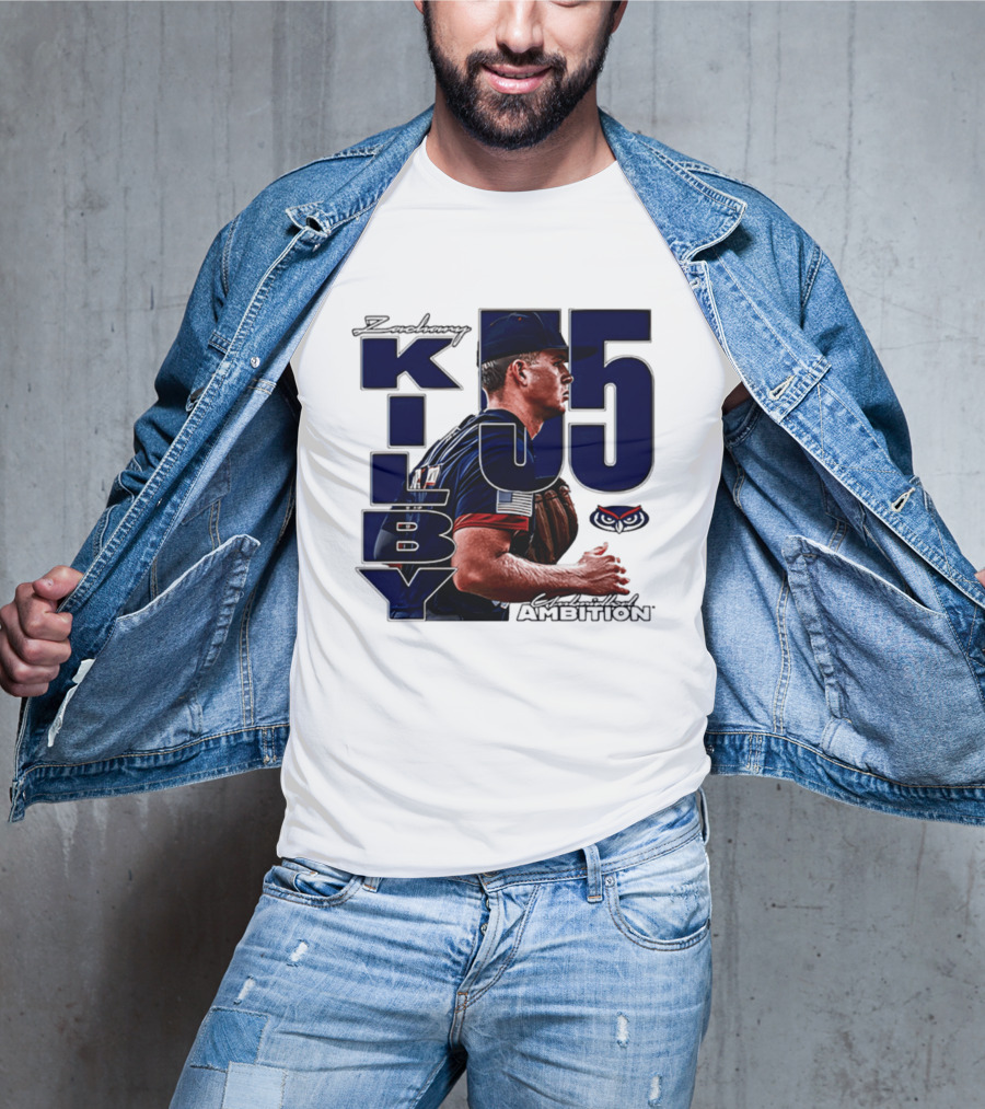 Zach Kilby 55 Baseball Ambition FAU Owls T-Shirt