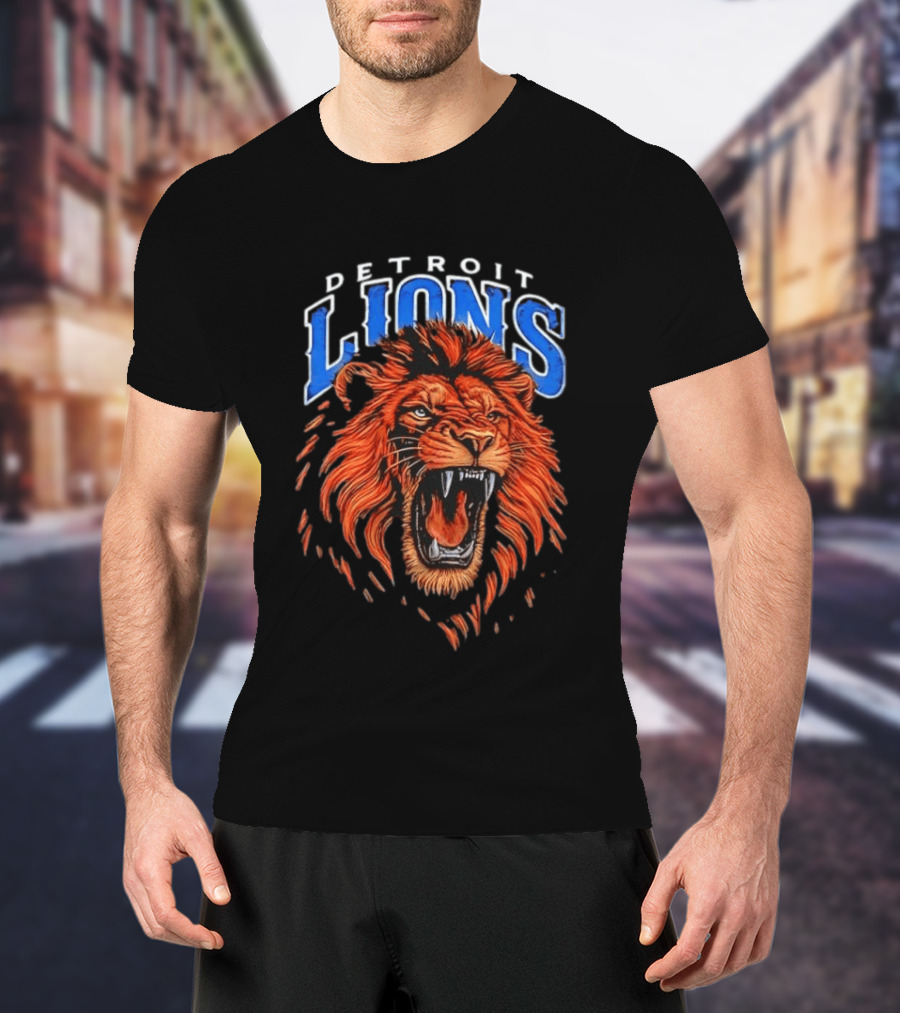 Detroit Lions Roaring Lion Head NFL Team T-Shirt