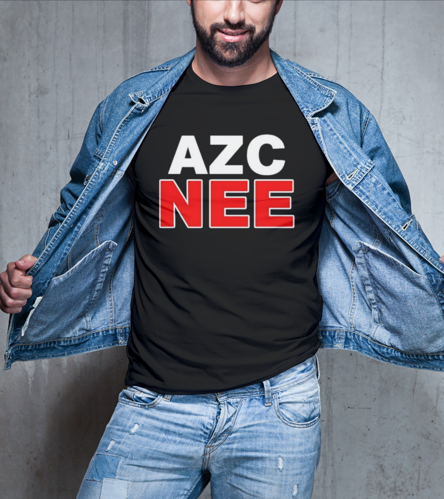 AZC NEE Bold Text White Red Contrast T-Shirt