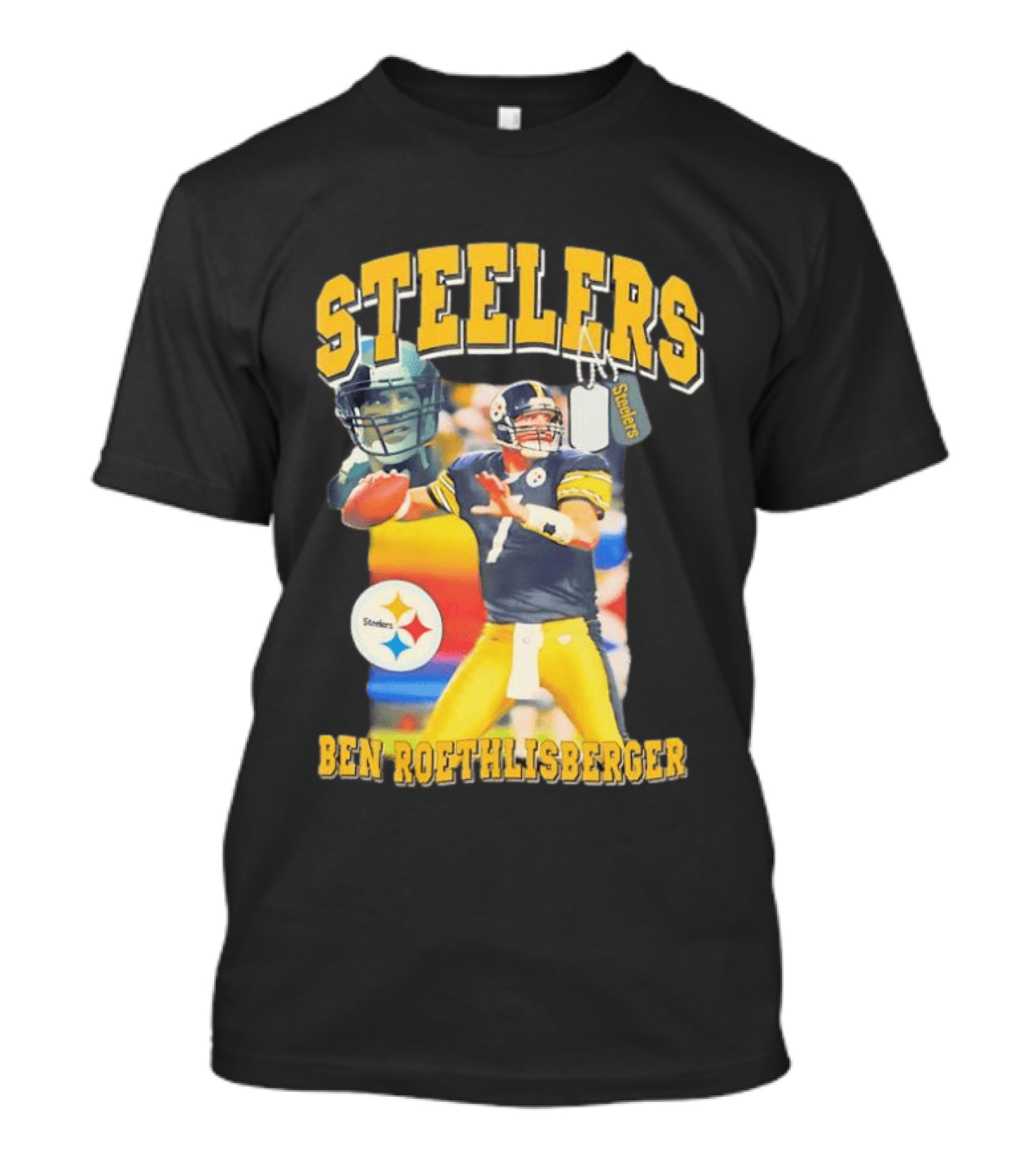Steelers Ben Roethlisberger Pittsburgh Football Player With Dog Tag And Team T-Shirt